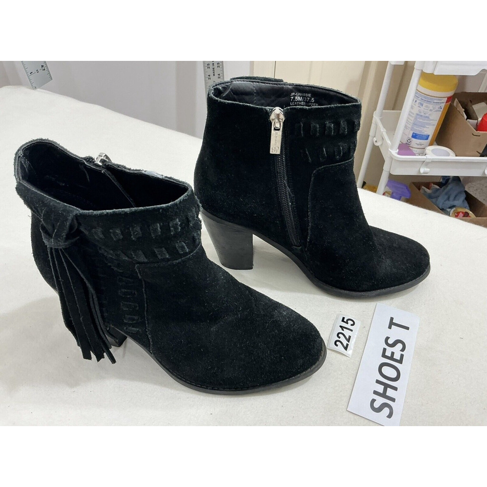Womans Jessica Simpson Chassie Black Suede Tassel Block Heel Ankle Boots 7.5 M - Picture 2 of 9
